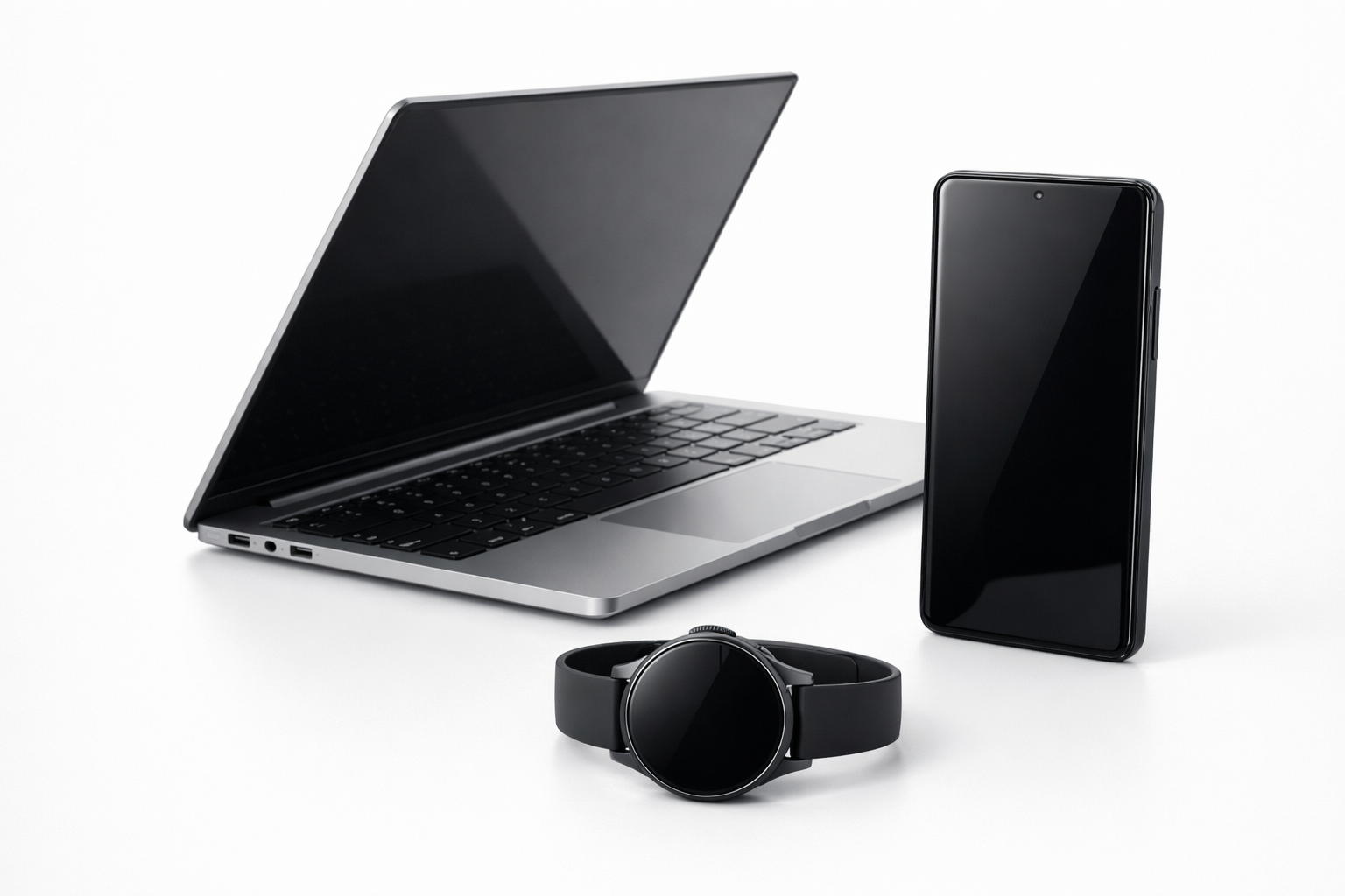 Premium consumer electronics devices including a smartphone, laptop and smartwatch
